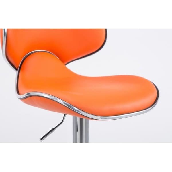 Barstol - Las Vegas V2 - Syntetläder - Orange-Krom - Höjdjusterbar - Set om 2