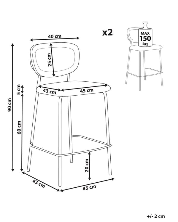 Barstole Mørkegrøn Sæt af 2 Høj Køkkenstole Retro Rund Ryglæn Fodstøtte Design Counterstol til Barbord Stole til Køkkenø