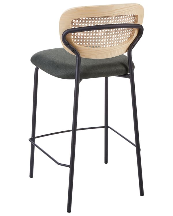 Barstole Mørkegrøn Sæt af 2 Høj Køkkenstole Retro Rund Ryglæn Fodstøtte Design Counterstol til Barbord Stole til Køkkenø