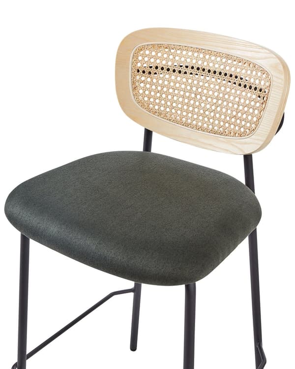 Barstole Mørkegrøn Sæt af 2 Høj Køkkenstole Retro Rund Ryglæn Fodstøtte Design Counterstol til Barbord Stole til Køkkenø