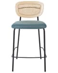 Miniatyrbillede 5 af 9: Barstole Blå Sæt af 2 Høj Køkkenstole Retro Rund Ryglæn Fodstøtte Design Counterstol til Barbord Stole til Køkkenø
