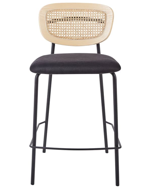 Barstole Sort Sæt af 2 Høj Køkkenstole Retro Rund Ryglæn Fodstøtte Design Counterstol til Barbord Stole til Køkkenø