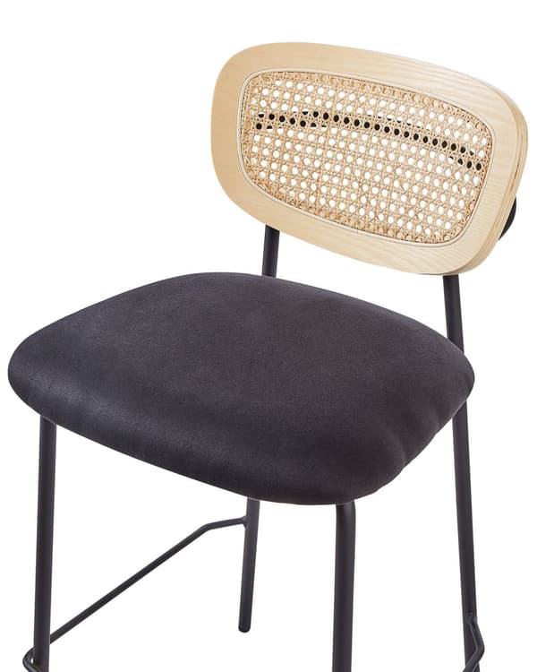 Barstole Sort Sæt af 2 Høj Køkkenstole Retro Rund Ryglæn Fodstøtte Design Counterstol til Barbord Stole til Køkkenø