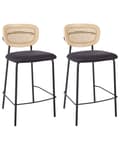 Miniatyrbillede 1 af 9: Barstole Sort Sæt af 2 Høj Køkkenstole Retro Rund Ryglæn Fodstøtte Design Counterstol til Barbord Stole til Køkkenø
