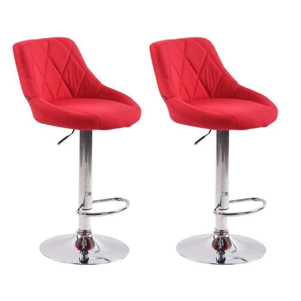 Barstol - NEYRON - Röd - Höjdjusterbar - 2-pack - Modern design