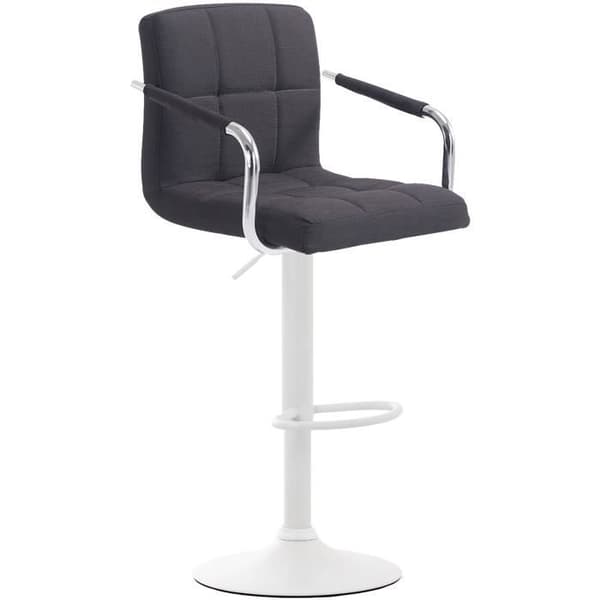 Lucie höj- och sänkbar barstol i mörkgrått tyg med armstöd - Mobilier Tendances