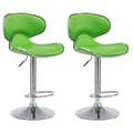 Miniatyrbild 1 av 4: Set med 2 st Las Vegas V2 barstolar i konstläder - CLP - Green-Chrome - Höjdjusterbar - Säljs i set