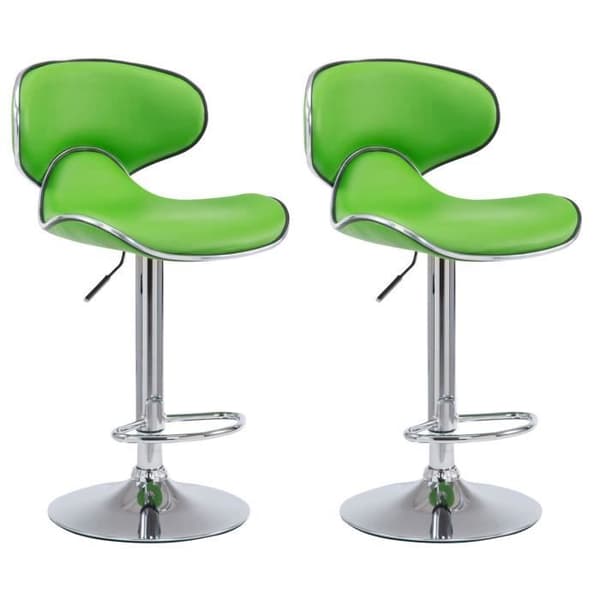Set med 2 st Las Vegas V2 barstolar i konstläder - CLP - Green-Chrome - Höjdjusterbar - Säljs i set