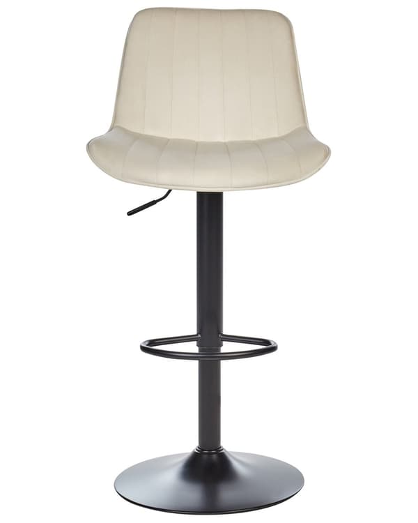 Sett med 2 Barstoler Lys beige Armløs Fløyel Svart Stålben Moderne Design Spisestue Sitteplasser