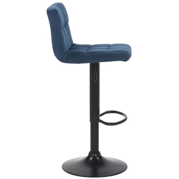 Barpall - NIERGES Velvet (Blå) - Tyg - Justerbar i höjdled - Vintage Style
