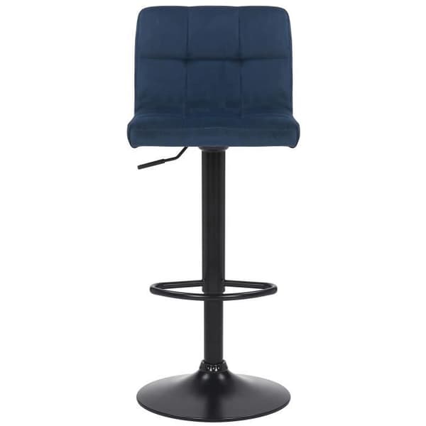 Barpall - NIERGES Velvet (Blå) - Tyg - Justerbar i höjdled - Vintage Style