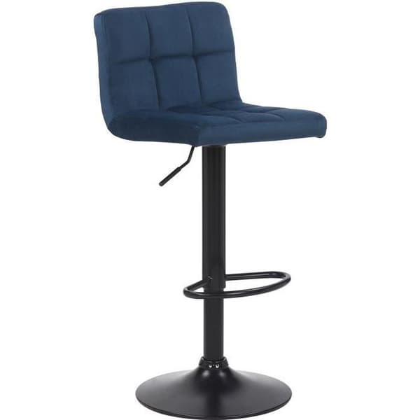 Barpall - NIERGES Velvet (Blå) - Tyg - Justerbar i höjdled - Vintage Style