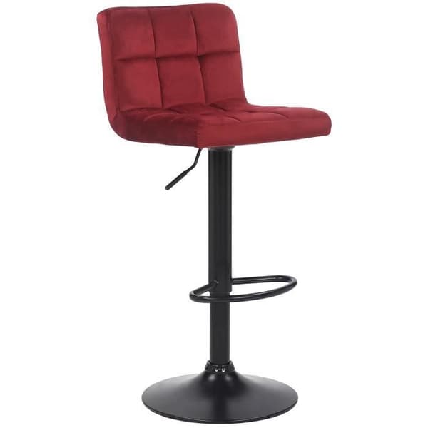 Barpall - NIERGES Red Velvet - Justerbar i höjdled - Vintage Style - Täckmaterial Tyg