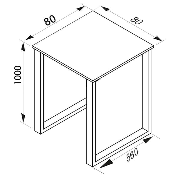 Xona barbord 80x80 eik dekor, sølvfarget.