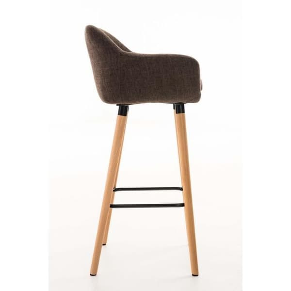 Set med 2 barstolar - BELLEY Finish (brun) - Med armstöd - Tyg - Set om 2
