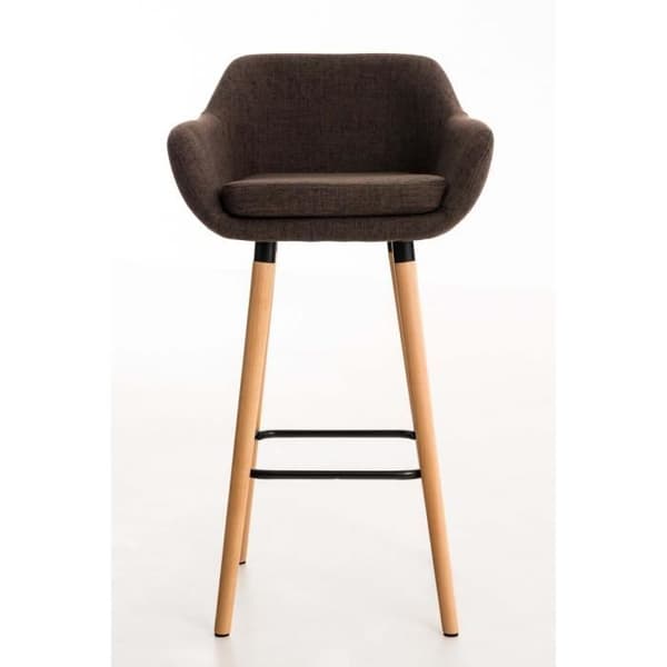 Set med 2 barstolar - BELLEY Finish (brun) - Med armstöd - Tyg - Set om 2
