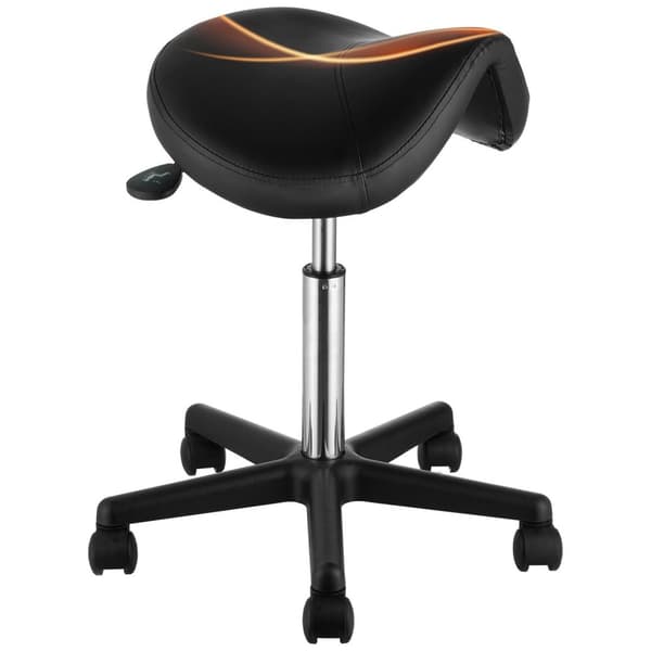 181kg kapacitet ergonomisk sadelpall med 5 svängbara hjul, förstorad och förtjockad sittdyna, 510-710mm justerbar höjd