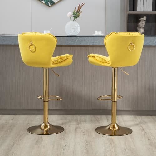 Barstolar - Ej specificerad - 2PC-SET - Gul - Höjdjusterbar - 360° vridbar