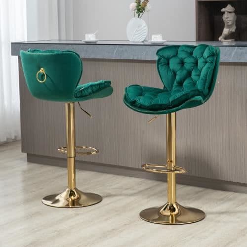 Barstolar - Ej specificerat - 2PC-SET - Höjdjusterbara - 360° roterbara - Grön sammet