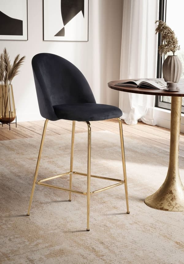 Rootz Scandinavian Design -baarijakkarat - Korkea istuinmukavuus - Velvet-istuin - Kultaiset jalat - 50 cm x 102 cm x 50 cm