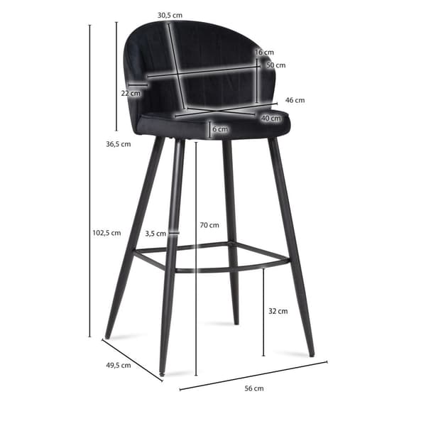 Rootz Scandinavian Design -baarijakkarat - Modernit työtuolit - Korkea istuvuus - 56 cm x 102,5 cm x 52,5 cm