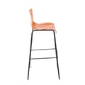 Miniatyrbild 3 av 4: Set med 2 st Hoover barstolar, plastsits, 4 metallben, orange-svart