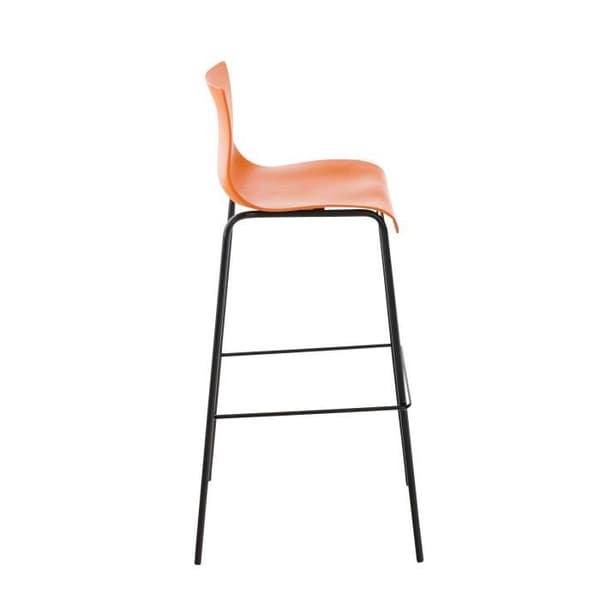 Set med 2 st Hoover barstolar, plastsits, 4 metallben, orange-svart