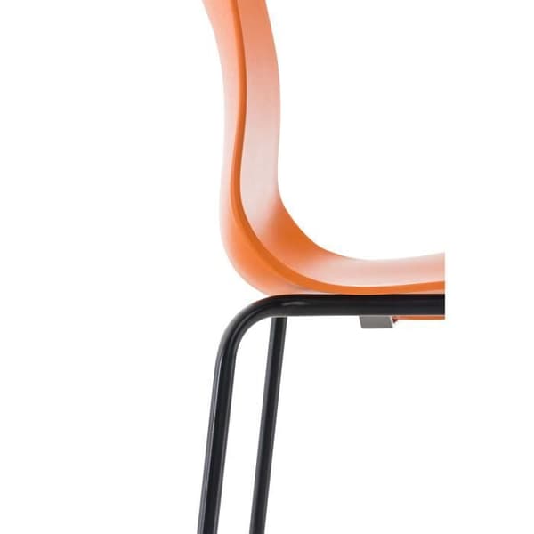Set med 2 st Hoover barstolar, plastsits, 4 metallben, orange-svart