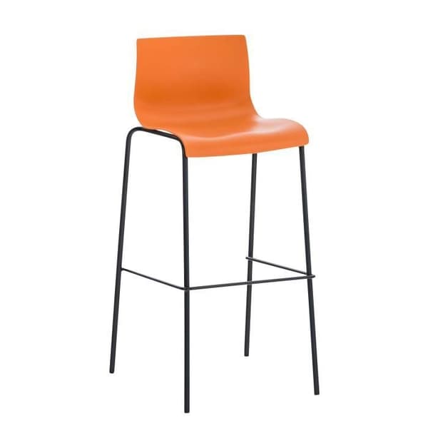 Set med 2 st Hoover barstolar, plastsits, 4 metallben, orange-svart