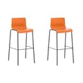 Miniatyrbild 1 av 4: Set med 2 st Hoover barstolar, plastsits, 4 metallben, orange-svart