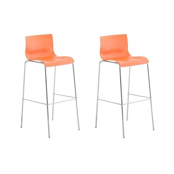 Barstolar - CLP - Hoover - Plastassistent - Metallfötter - Set om 2 - Orange