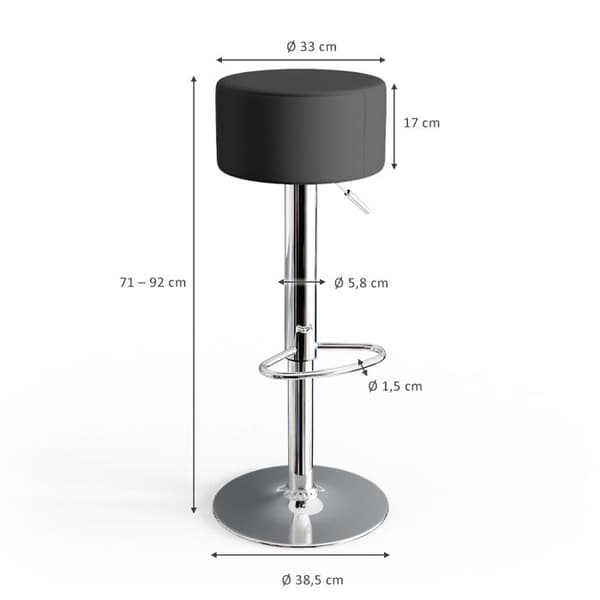 Vicco Barpall, Svart, 38,5 x 92 cm 2 st