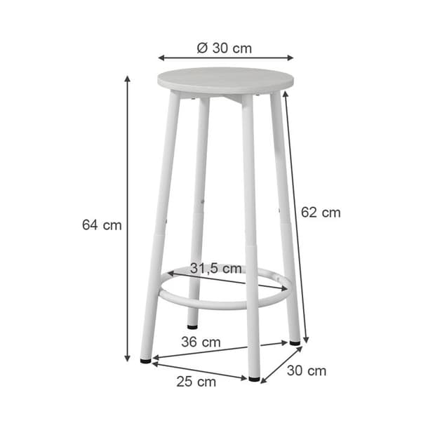 Edmonton barstol, 31,5 x 64 cm 2 st, Vit, Vicco