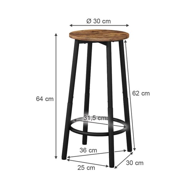 Edmonton barstol, 31,5 x 64 cm 2 st, Rustik ek, Vicco