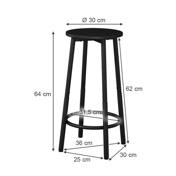 Edmonton barstol, 31,5 x 64 cm 2 st, Svart, Vicco