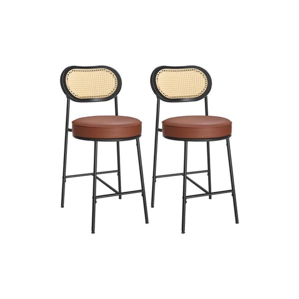 Rootz 2 Pack baarijakkarat - Tasokorkeat tuolit - Keittiön jakkarat - Kestävää materiaalia - 48,2 cm x 45,7 cm x 92 cm, karamelliruskea