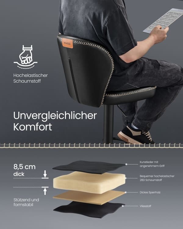 Rootz 2-osaiset baarituolit - Työtuolit - Keittiön jakkarat - PU-nahka - 42cm x 49cm x (94-115)cm - Teräsrunko
