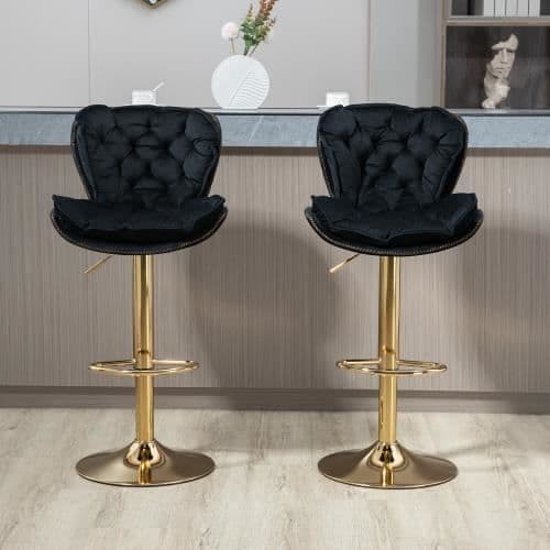 Barstolar - Ej specificerad - 2PC-SET - Höjdjusterbar - 360° vridbar - Svart sammet