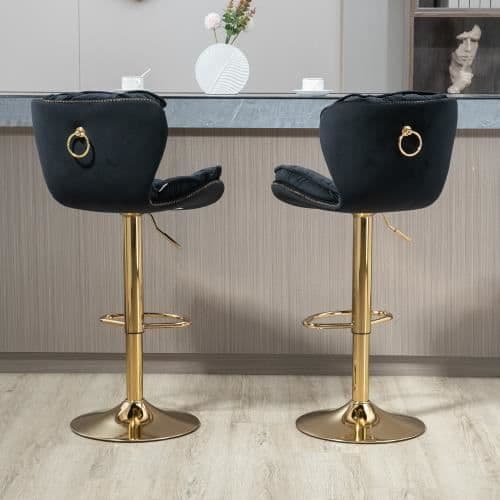 Barstolar - Ej specificerad - 2PC-SET - Höjdjusterbar - 360° vridbar - Svart sammet