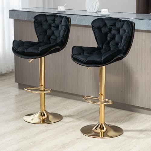 Barstolar - Ej specificerad - 2PC-SET - Höjdjusterbar - 360° vridbar - Svart sammet