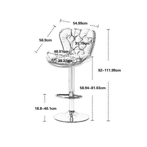 Barstolar - Ej specificerad - 2PC-SET - Höjdjusterbar - 360° vridbar - Vit sammet