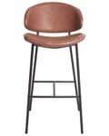 Miniatyrbild 5 av 10: Set om 2 Barstolar Brun Klädsel Konstläder Svarta Metallben Utan Armstöd Böjda Ryggstöd Modern Samtida Design