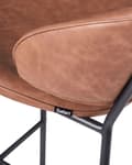 Miniatyrbillede 8 af 10: Barstol Brun Kunstlæder Sæt af 2 Høje Køkkenstole med Ryglæn til Barbord og Køkkenø Retro Design