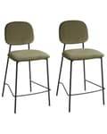 Miniatyrbild 1 av 9: Barstolar 2 st Olivgrön Sammetsklädsel Svart Järnram Bänkhöjd Sittplats Matsalsmöbler Modern Design
