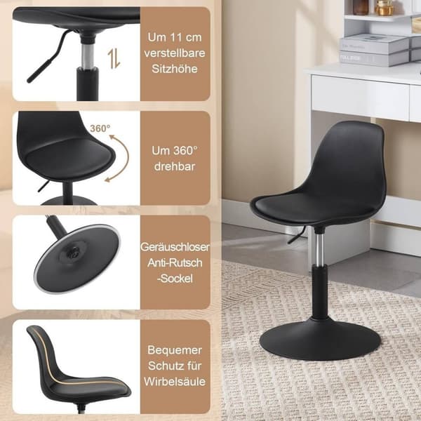 Rootz Barstol - Pallset - Roterande sits - Justerbar höjd - PU-material - Elegant design - 41cm x 61-73cm x 39cm