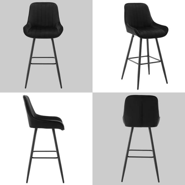 Rootz 2-pak barstole - Bordskammel - Fløjlssæder - Ergonomisk ryglæn - Metalramme og ben - 48,5 cm x 106 cm x 46 cm
