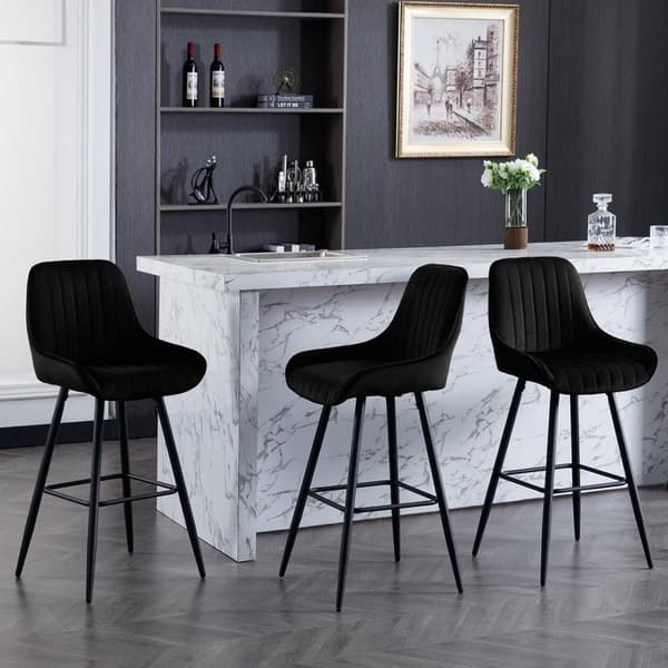 Rootz 2-pak barstole - Bordskammel - Fløjlssæder - Ergonomisk ryglæn - Metalramme og ben - 48,5 cm x 106 cm x 46 cm