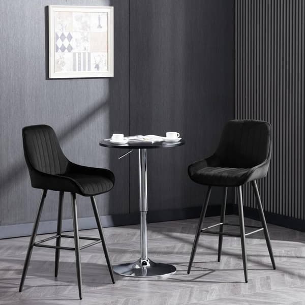 Rootz 2-pak barstole - Bordskammel - Fløjlssæder - Ergonomisk ryglæn - Metalramme og ben - 48,5 cm x 106 cm x 46 cm