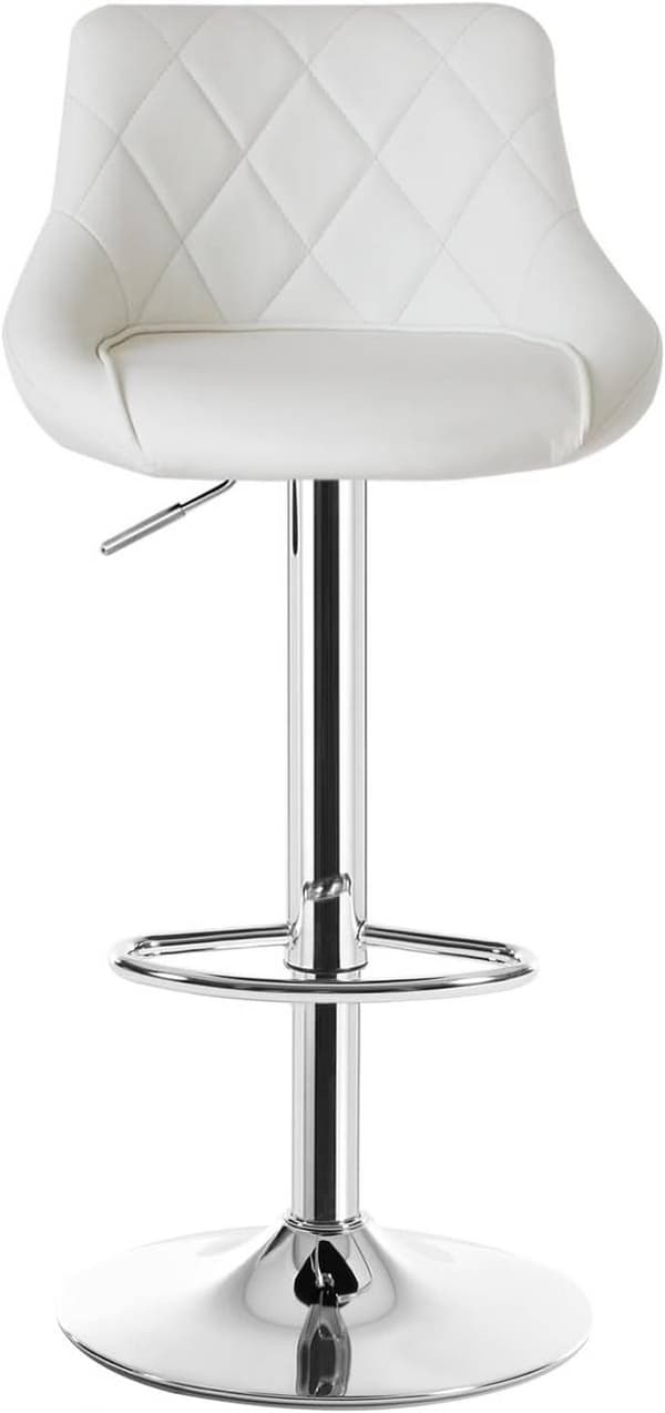 Rootz Barstol - Kunstlæder - Metalstel - Højdensitetsskum - Højdejusterbar - Krombund - Drejelig skammel - 84-106 cm x 35x38 cm