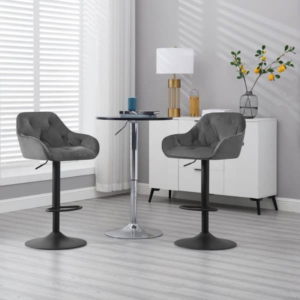 Rootz Barpall - Bänkpall - Svängbar pall - Andas sammet - Höjdjusterbar - 62,5-84cm - Mörkgrå/svart - 37cm x 37,5cm